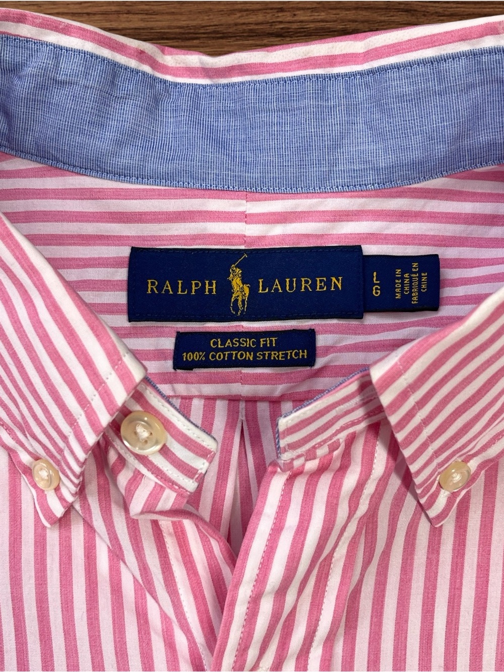 Ralph Lauren Short Sleeve Button Down Pink & White Stripes Classic Fit Medium - Picture 4 of 4